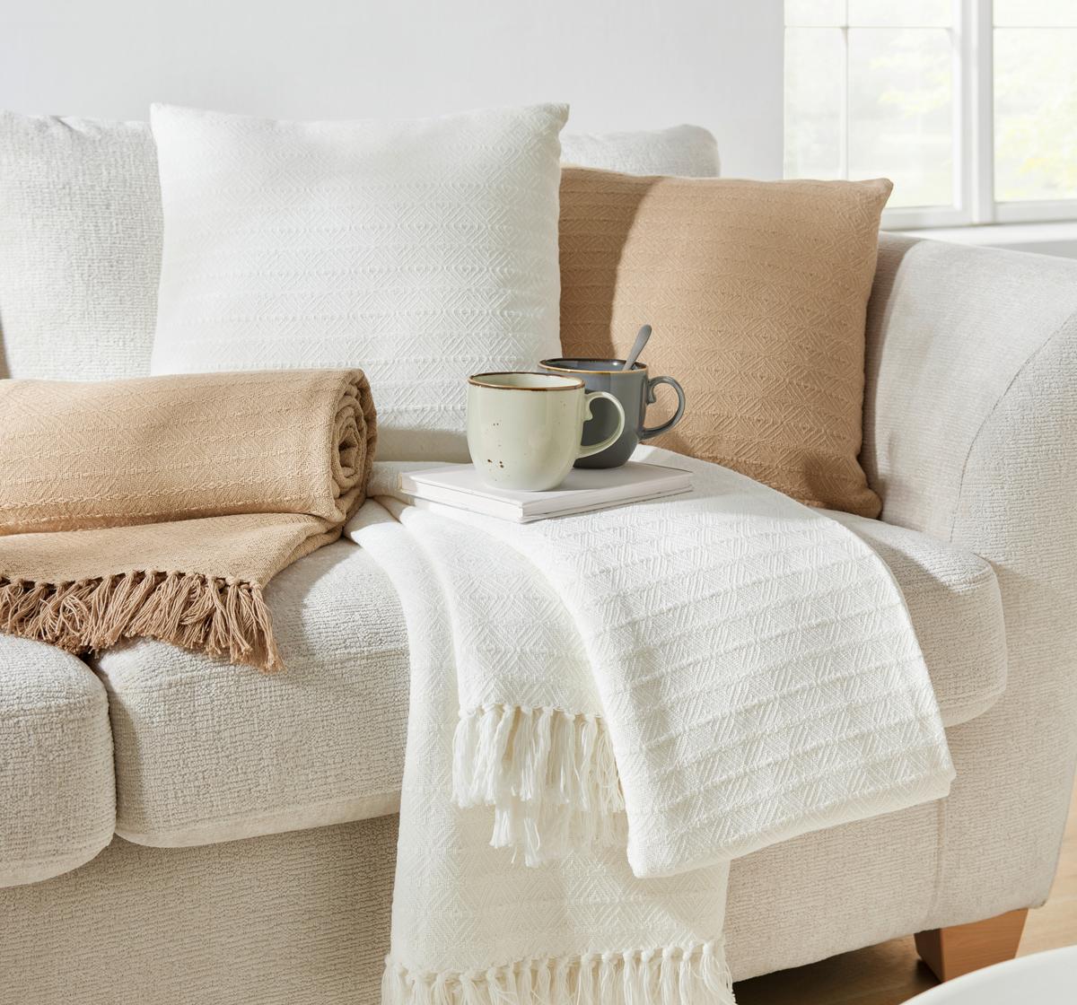 Zierkissen Tara Naturfarben ca. 45x45cm - Weiß, LIFESTYLE, Textil (45/45cm) - Mömax