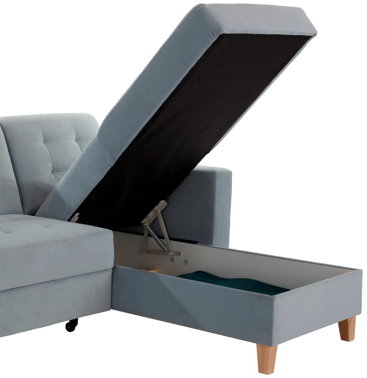 Sarokkanapé Bergen - világoskék, Design, textil (231/160cm) - Based