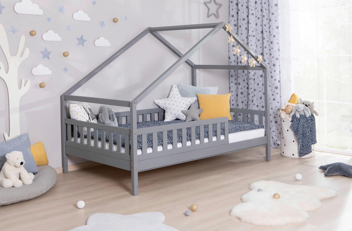Hausbett Lou ca. 140x200 cm Holz Hellgrau - Hellgrau/Naturfarben, MODERN, Holz (140/200cm) - MID.YOU