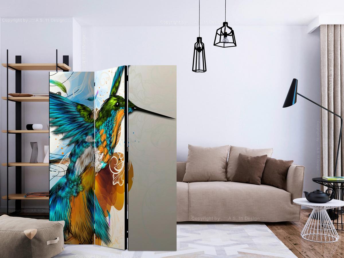 Paravan Bird's Music, 3-Delni, Dvostranski - večbarvno, Basics, tekstil/les (135/172/3cm) - artgeist