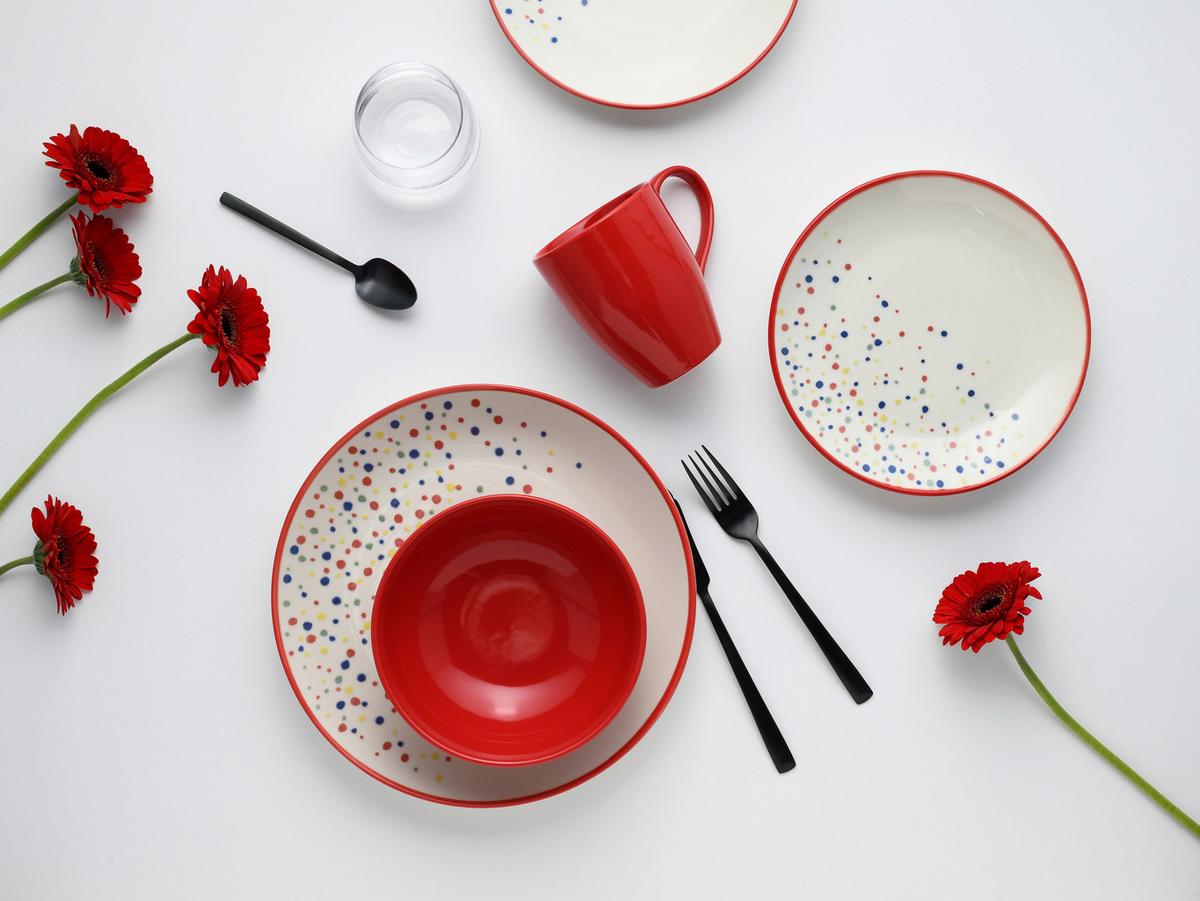 Kombinirani Servis Joy Red, 16-Delni - večbarvno, Basics, keramika - Creatable