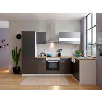 Eckküche Malia mit Geräten ca. 280x172 cm Grau - Edelstahlfarben/Nussbaumfarben, Basics, Holzwerkstoff/Metall (280/172cm) - Respekta