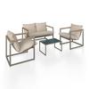 LOUNGEGRUPP LARA - grå/cremefärgad, Modern, metall/glas (114cm) - Bessagi Garden