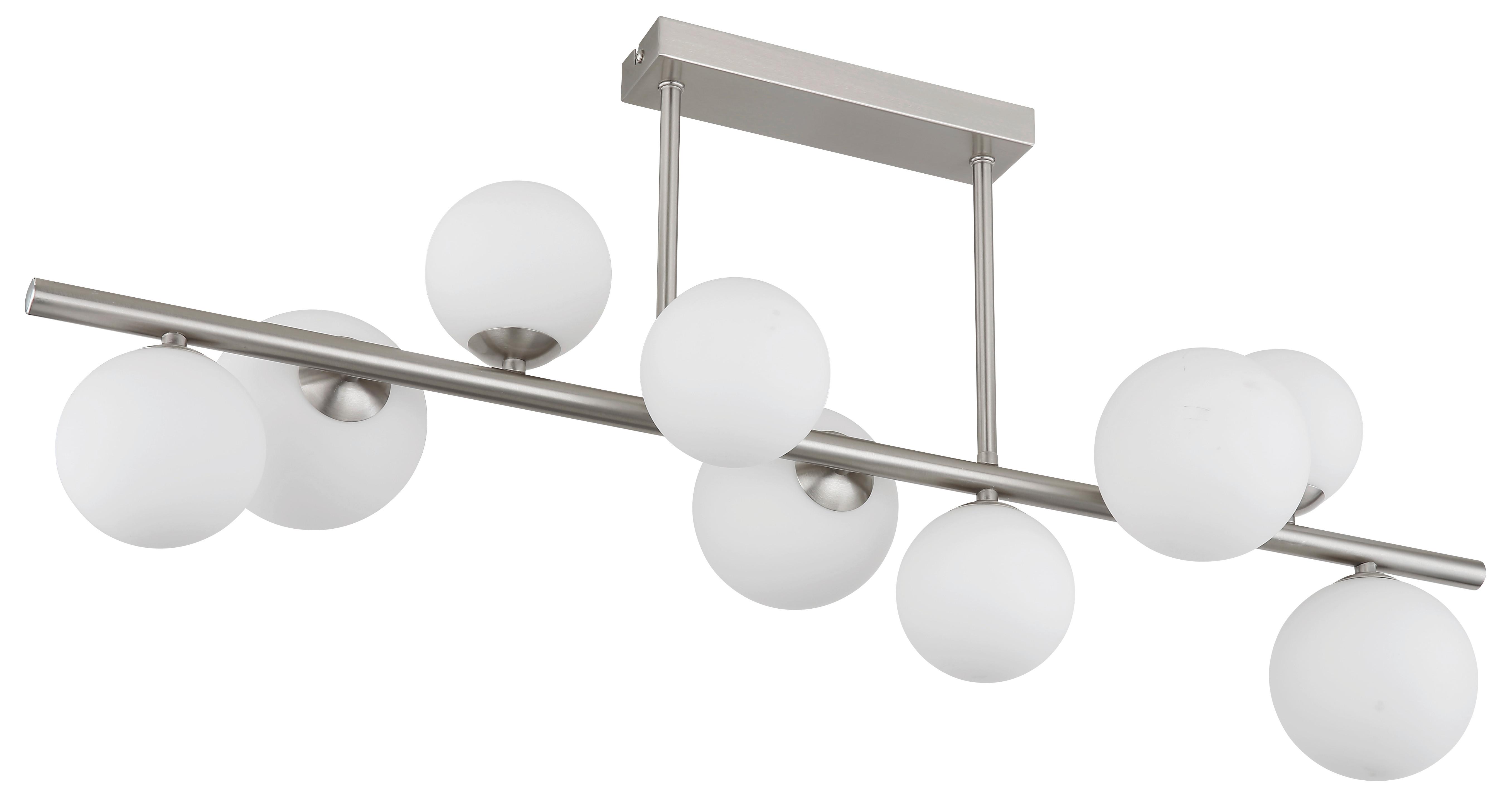 LED-Deckenleuchte Riha Opal/Nickel max. 3,5 Watt - Opal/Nickelfarben, KONVENTIONELL, Glas/Metall (87/28/37cm) - Globo