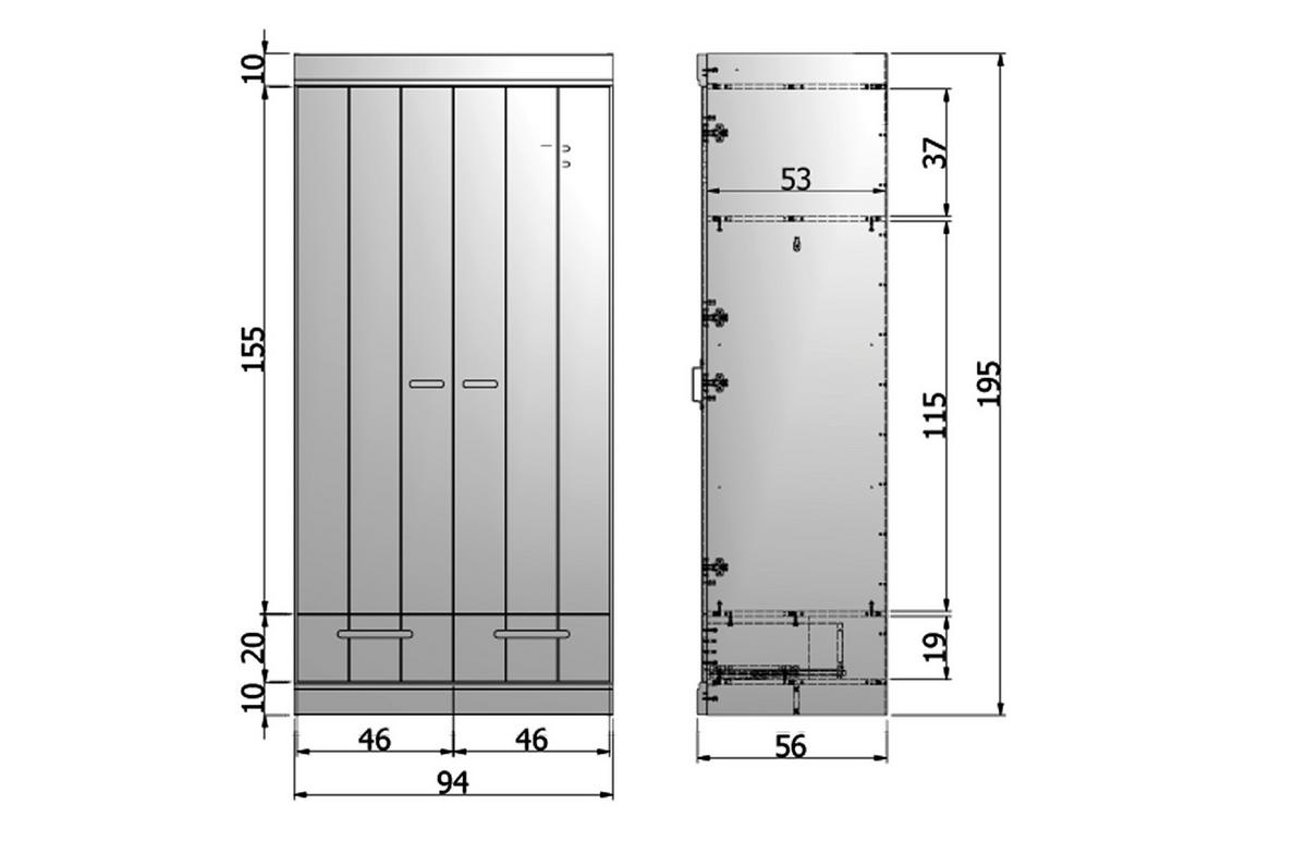 Drehtürenschrank Connect Weiß - Weiß, Design, Holz/Holzwerkstoff (94/195/53cm) - Livetastic