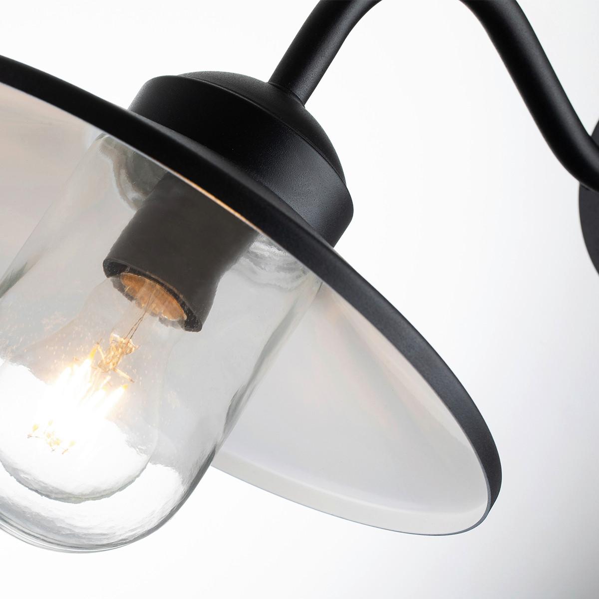 Kültéri Falilámpa Klampenborg-Pir-Bk - fekete, Design, üveg/fém (42/27.5/25.5cm) - Elstead Lighting