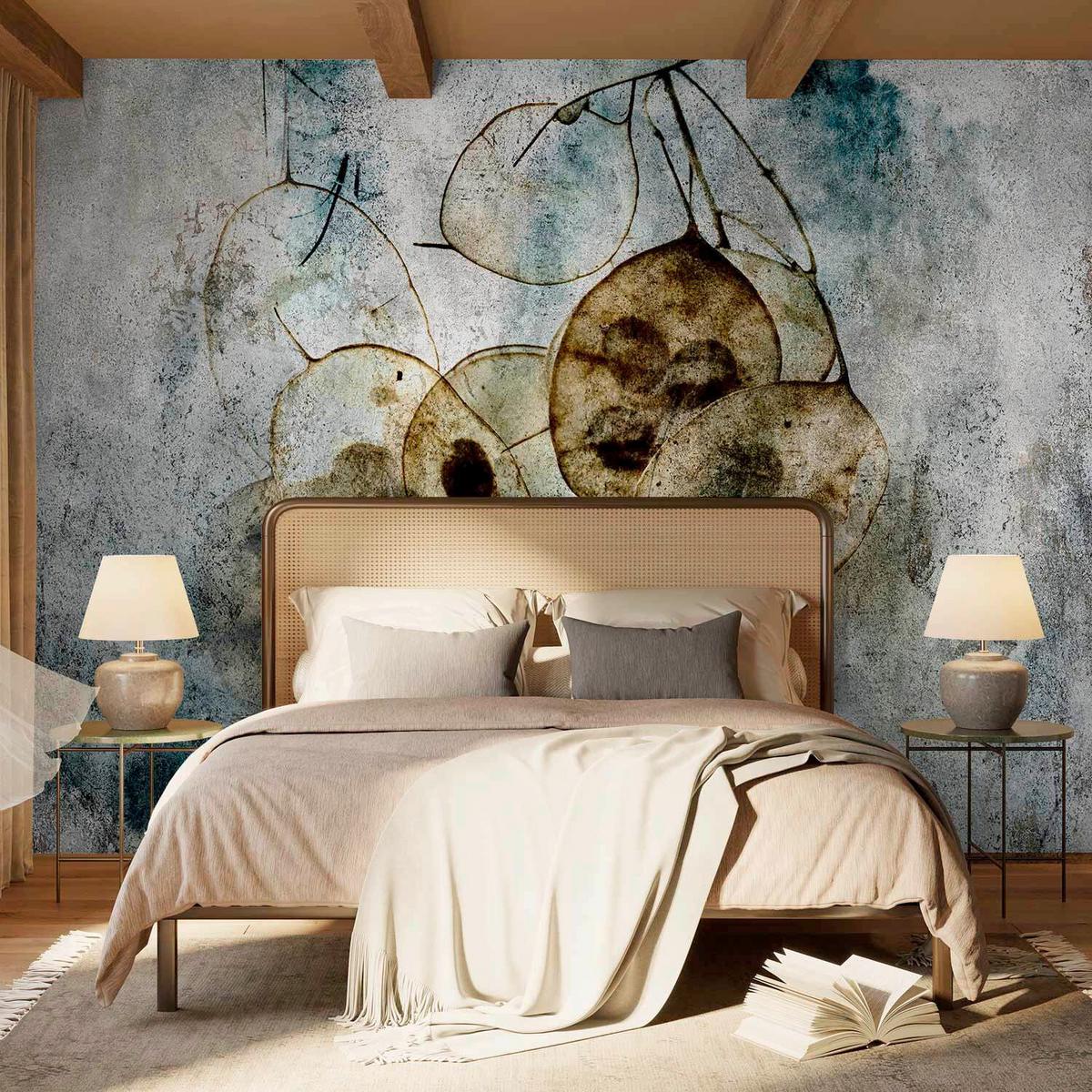 Fototapeta Nature And Lunaria, 200x140cm - turkizna/večbarvno, Trendi, tekstil (200/140cm) - artgeist