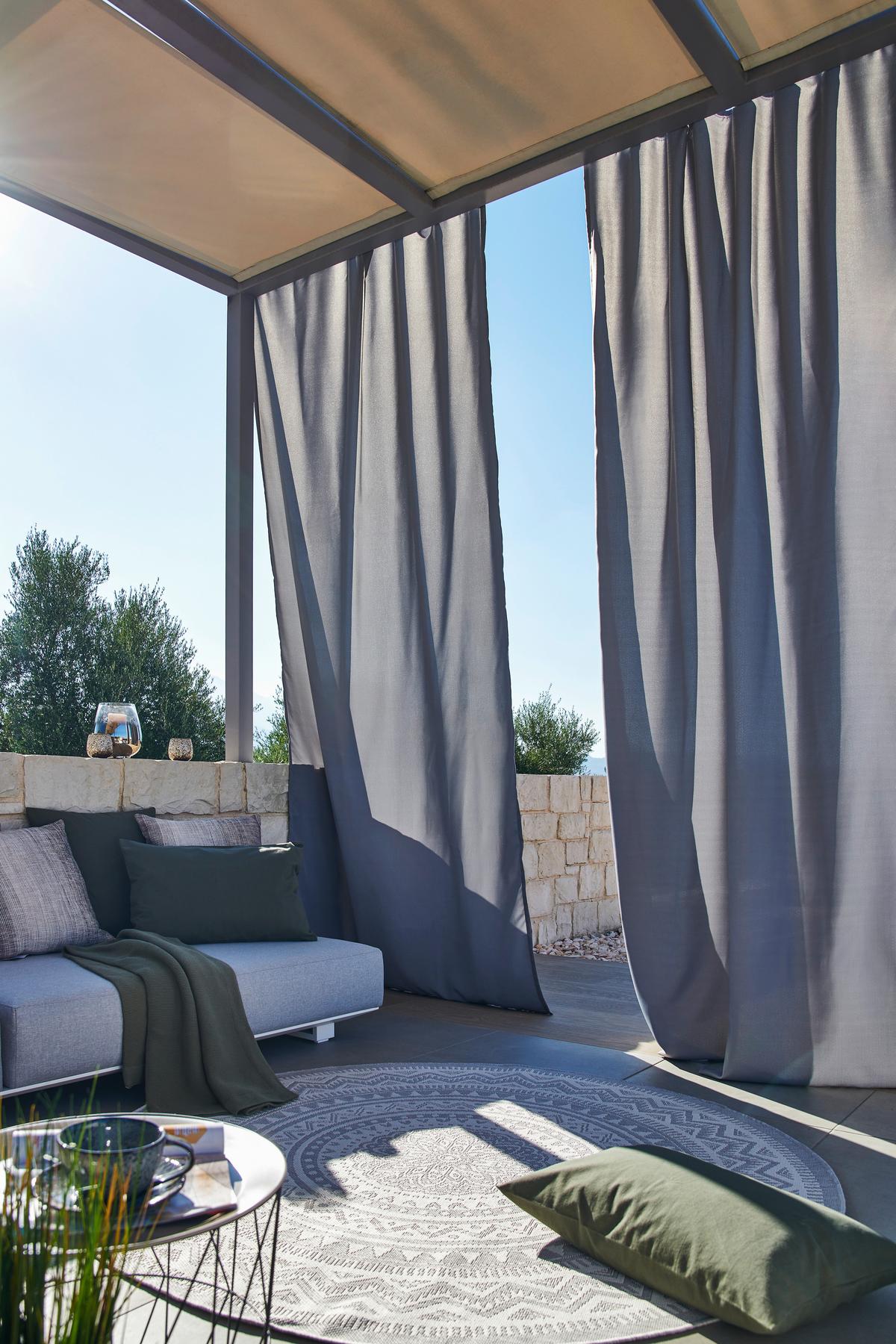 ZASŁONA OGRODOWA OUTDOOR - jasnoszary, Basics, tkanina (140/300cm) - Esposa