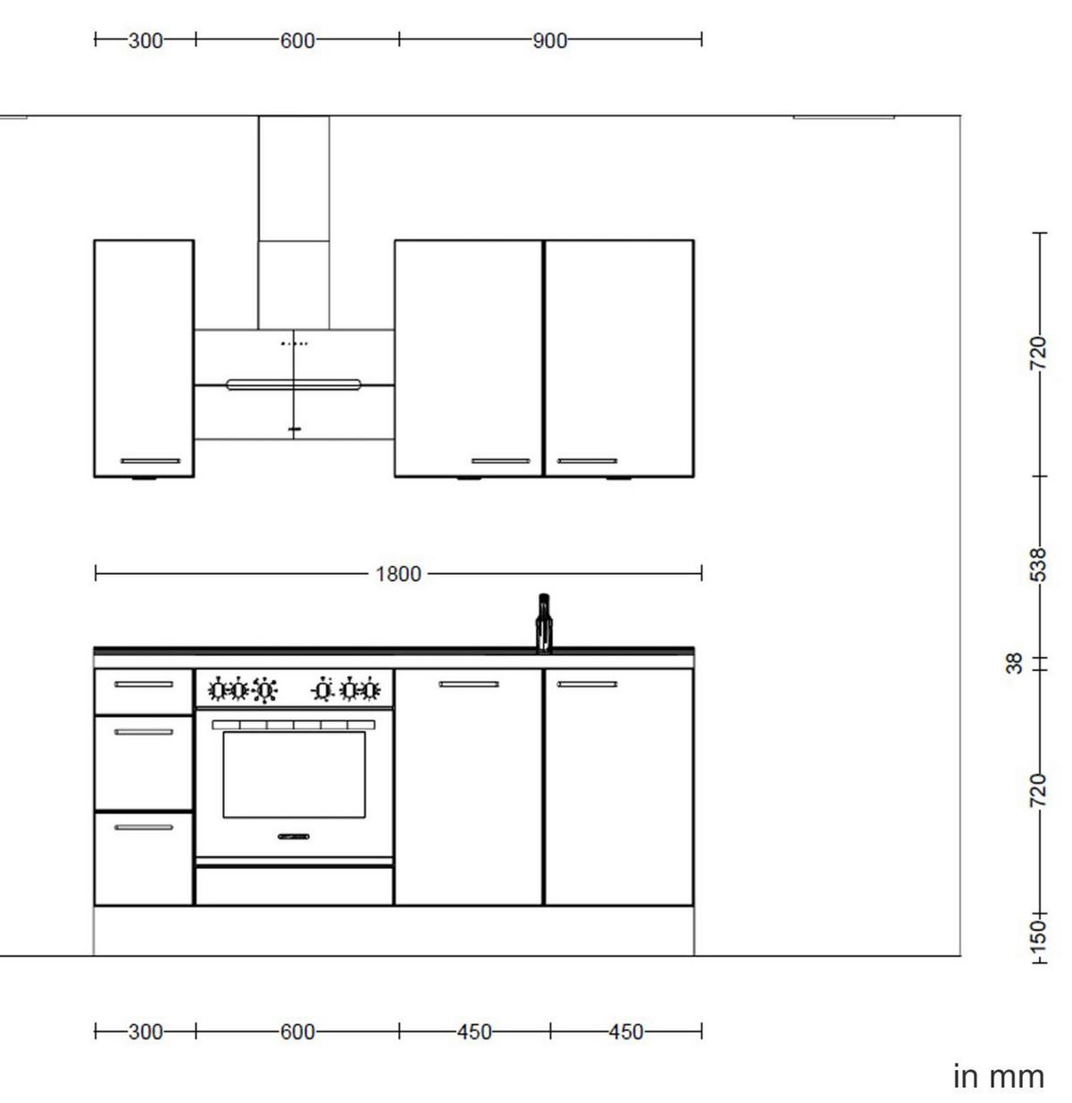 Küchenblock Casada High m. Geräten Schilfgrün - Schilfgrün/Eichefarben, MODERN, Holzwerkstoff/Metall (180cm) - Nobilia