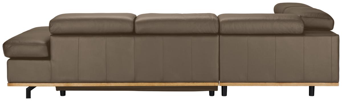 Wohnlandschaft Carmen links Haselnussfarben - Haselnussfarben/Schwarz, MODERN, Leder/Holz (292/72/226cm) - Premium Living