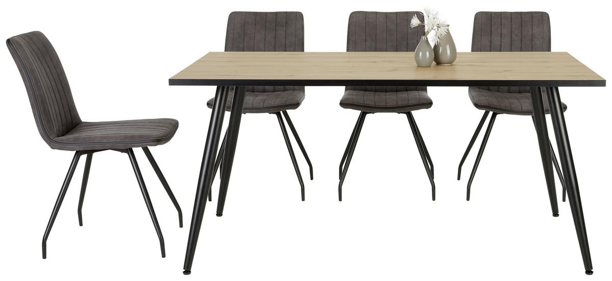 Esstisch Sabine Eichefarben 160x90x75cm - Eichefarben/Schwarz, MODERN, Holzwerkstoff/Metall (160/90/75cm) - Mömax