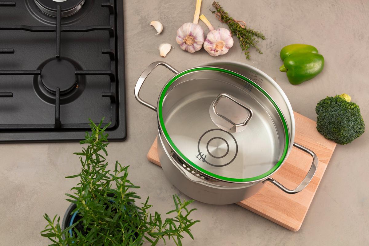 Oală pentru carne Munich 5,5L - culoare inox, Design, sticlă/metal (24cm) - Chefkoch+Fackelmann