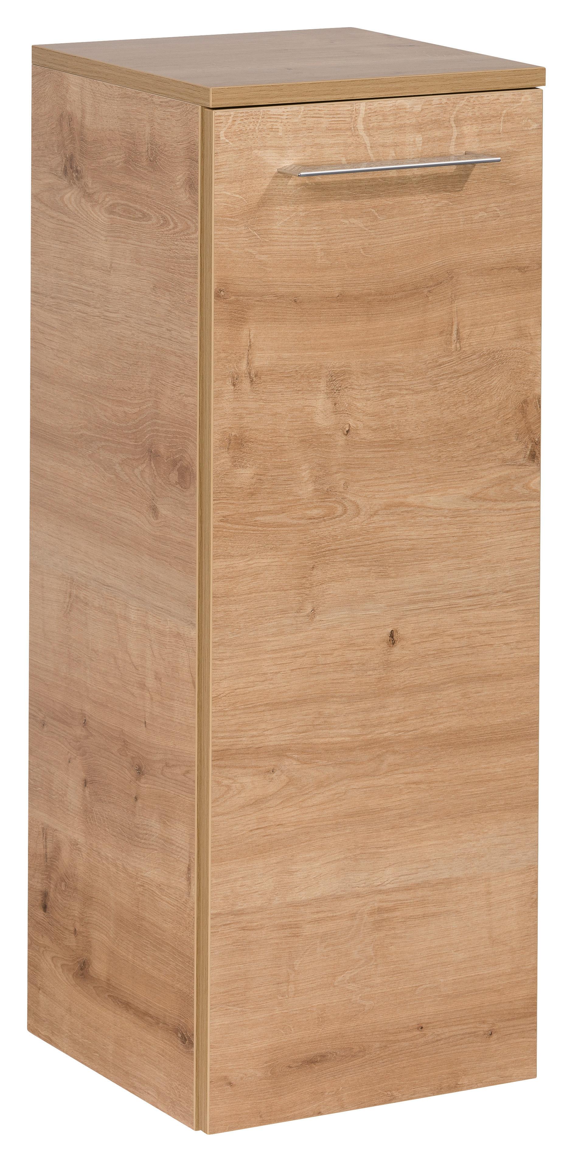 Midischrank B.Perfekt Eichefarben hängend - Eichefarben/Silberfarben, MODERN, Glas/Holzwerkstoff (30,5/81/32cm) - MID.YOU
