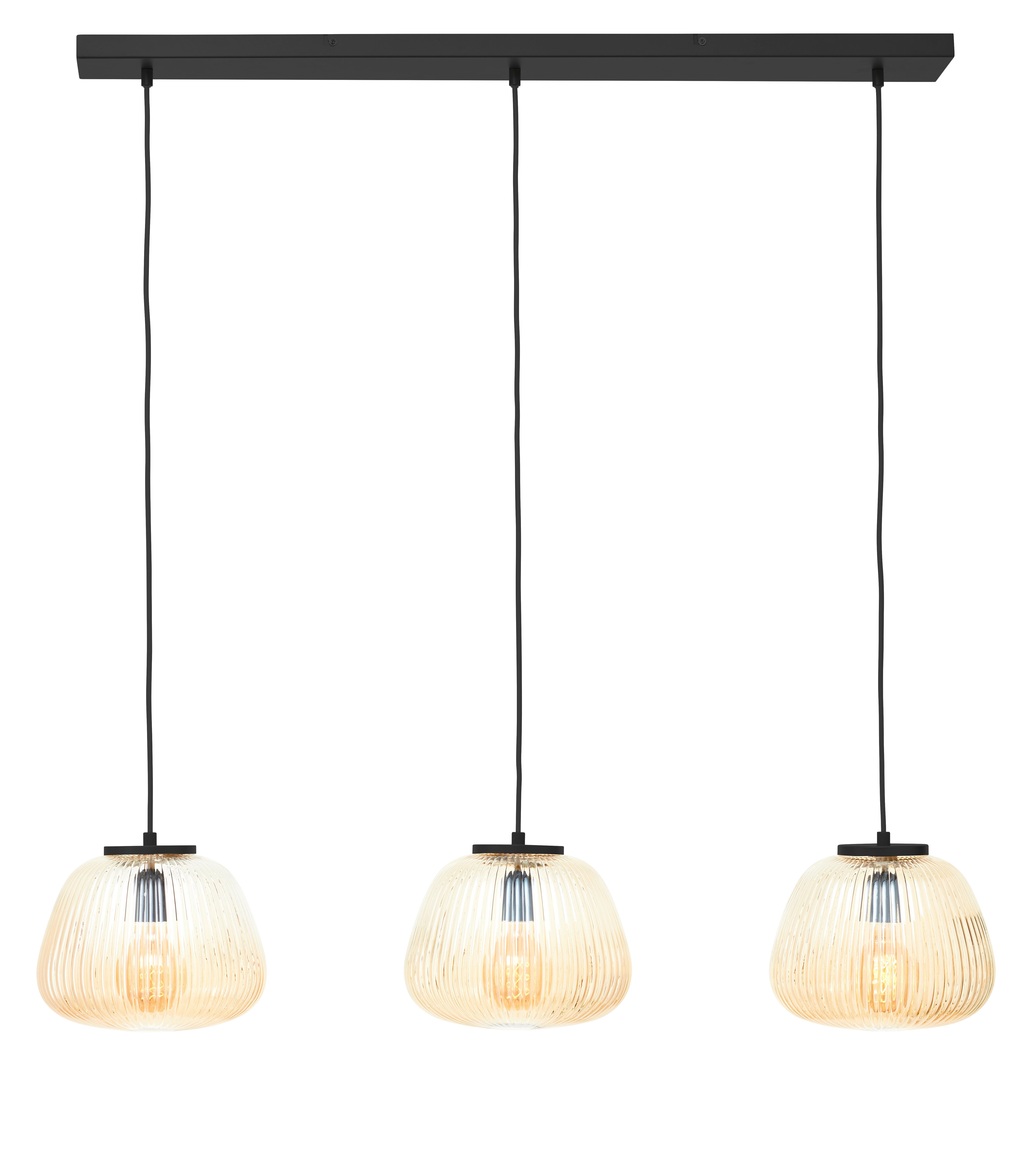 Hängeleuchte Kaizen Bernsteinfarben max. 40 Watt - Bernsteinfarben, Basics, Glas/Metall (95/25/150cm) - Brilliant