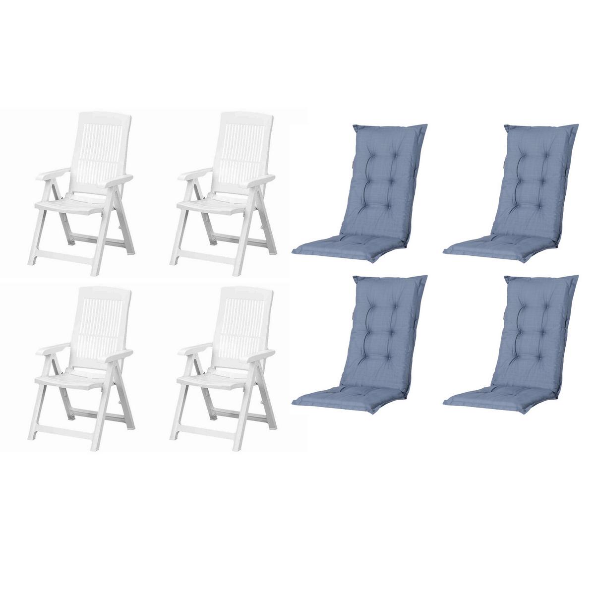 GARTENSTUHL-SET TAMPA+AUFLAGEN SET - Blau/Weiß, MODERN, Kunststoff/Textil (44/111/50cm) - Gardenson