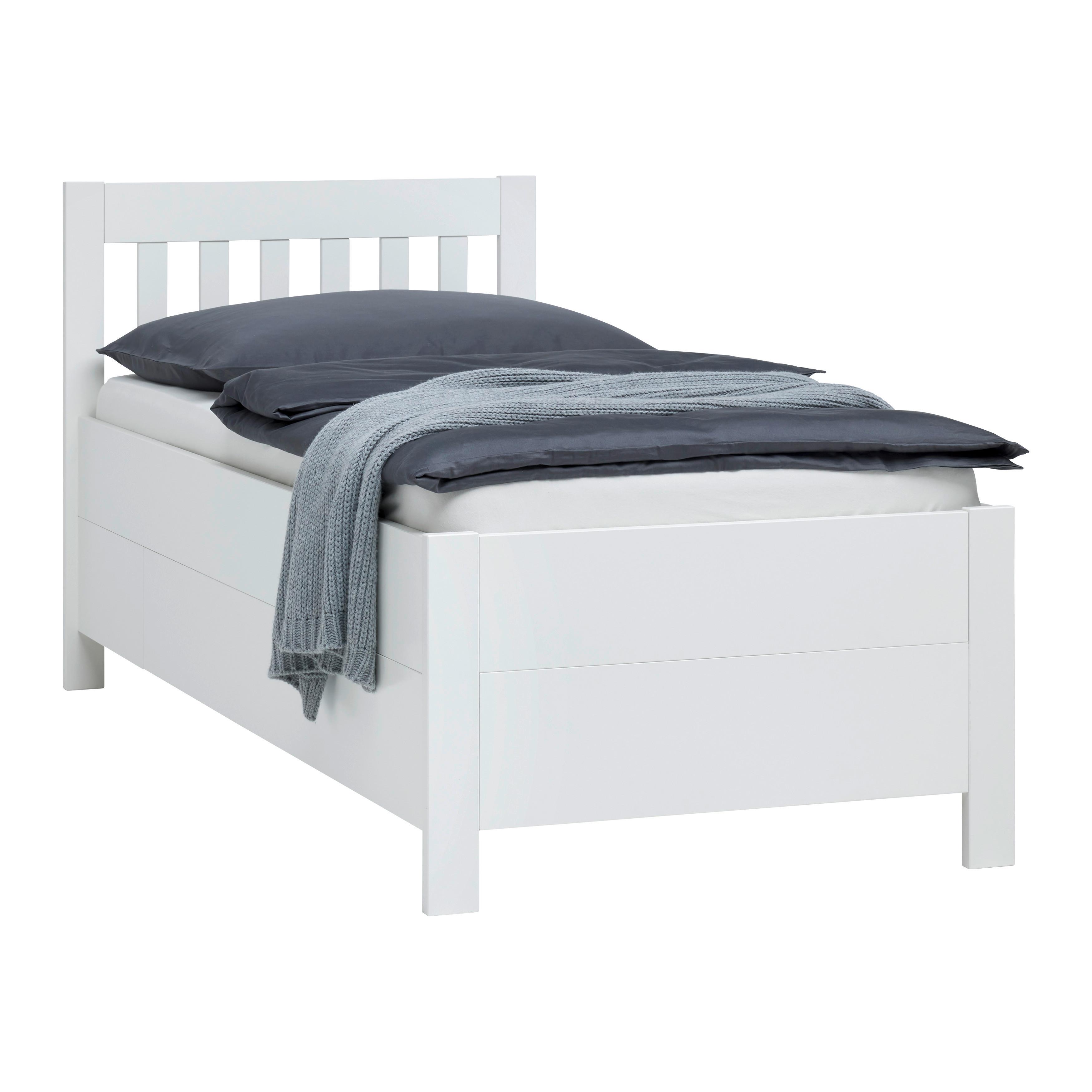 Stauraumbett Nizza Weiss ca. 90x200cm - Weiss, Romantik / Landhaus, Holz (90/200cm) - Zandiara