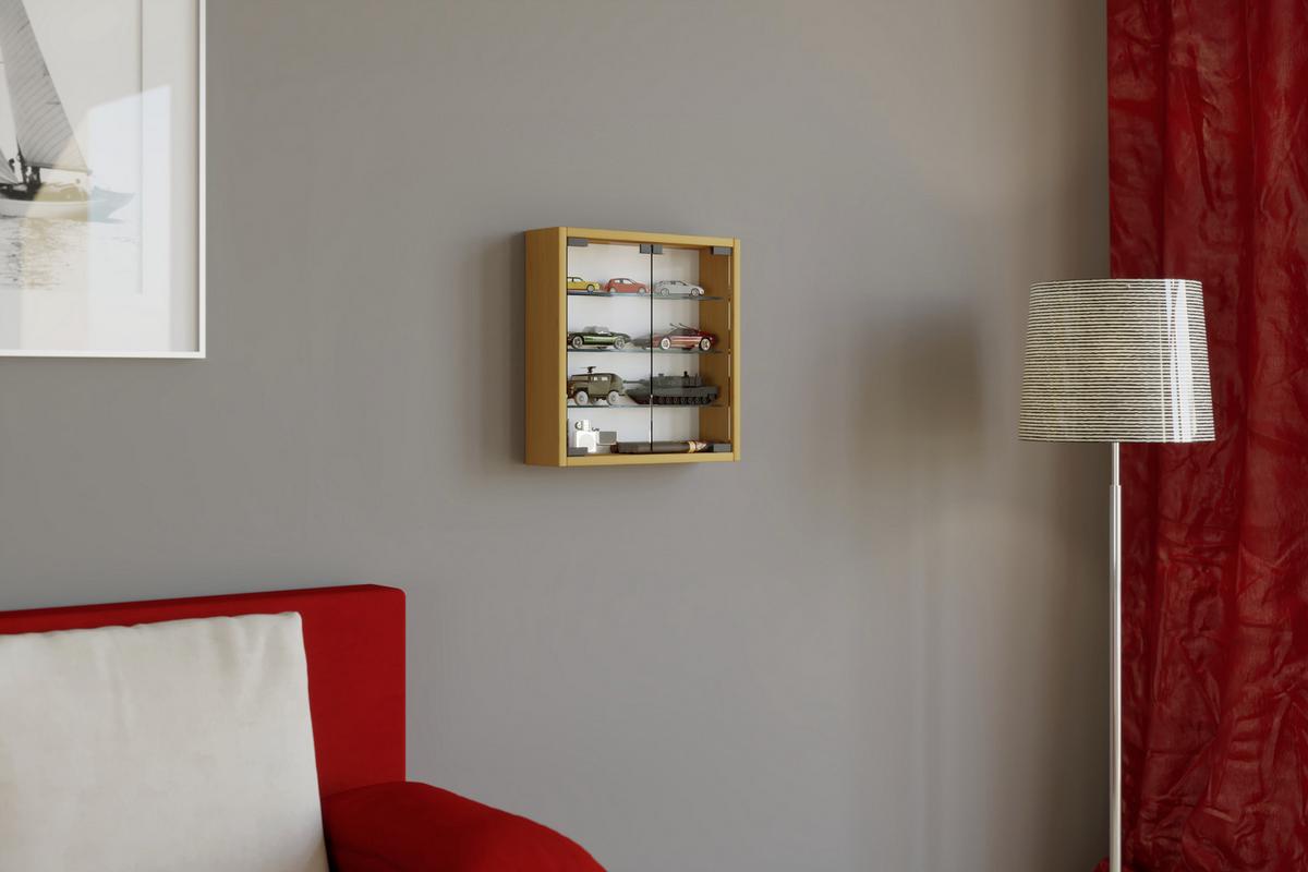 Hängevitrine Mandosa S ca. 40x40x10 cm Buchefarben - Klar/Buchefarben, KONVENTIONELL, Glas/Holzwerkstoff (40/40/10cm) - MID.YOU