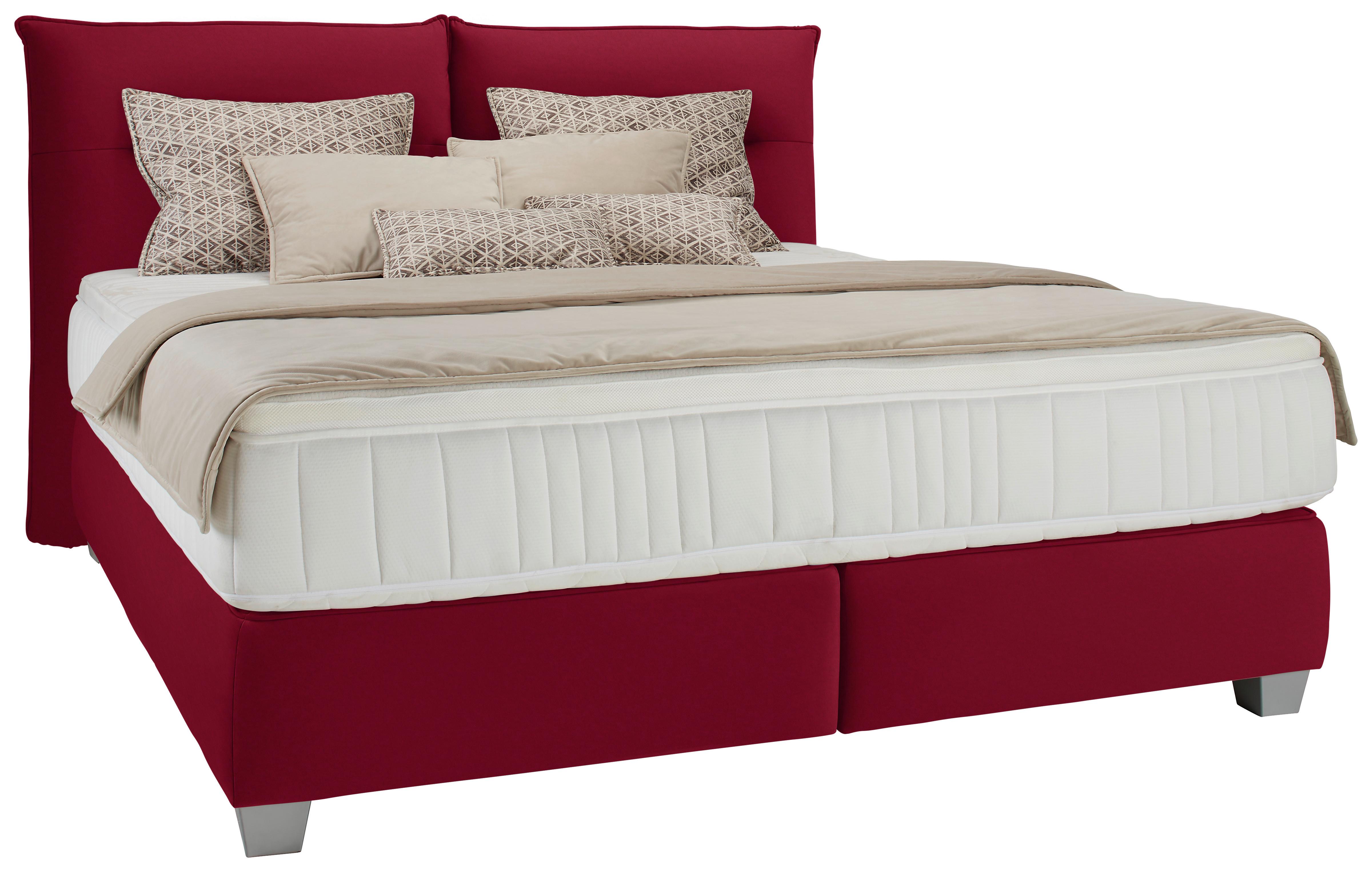 Boxspring Krevet Fog - srebrne boje/crvena, tekstil/plastika (180/200cm) - Premium Living