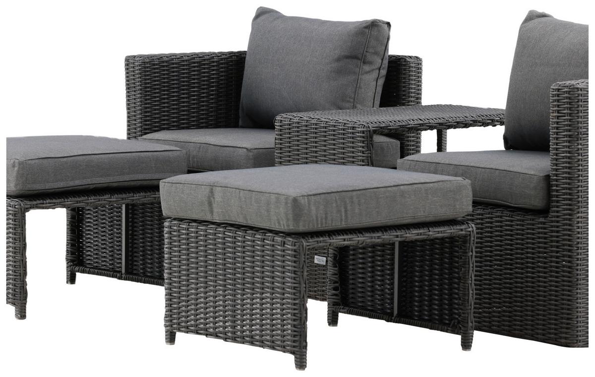 GARTENSET QUAD - Schwarz/Grau, KONVENTIONELL, Kunststoff/Metall - Gardenson