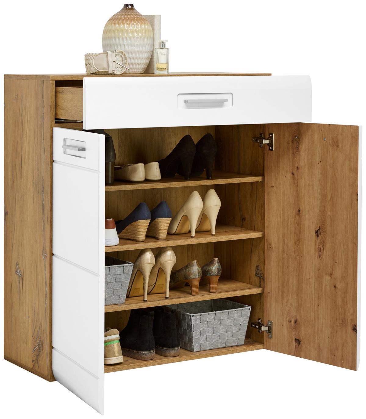 Comodă Auris - alb/culoare lemn stejar, Modern (85/99,6/37,1cm) - Modern Living