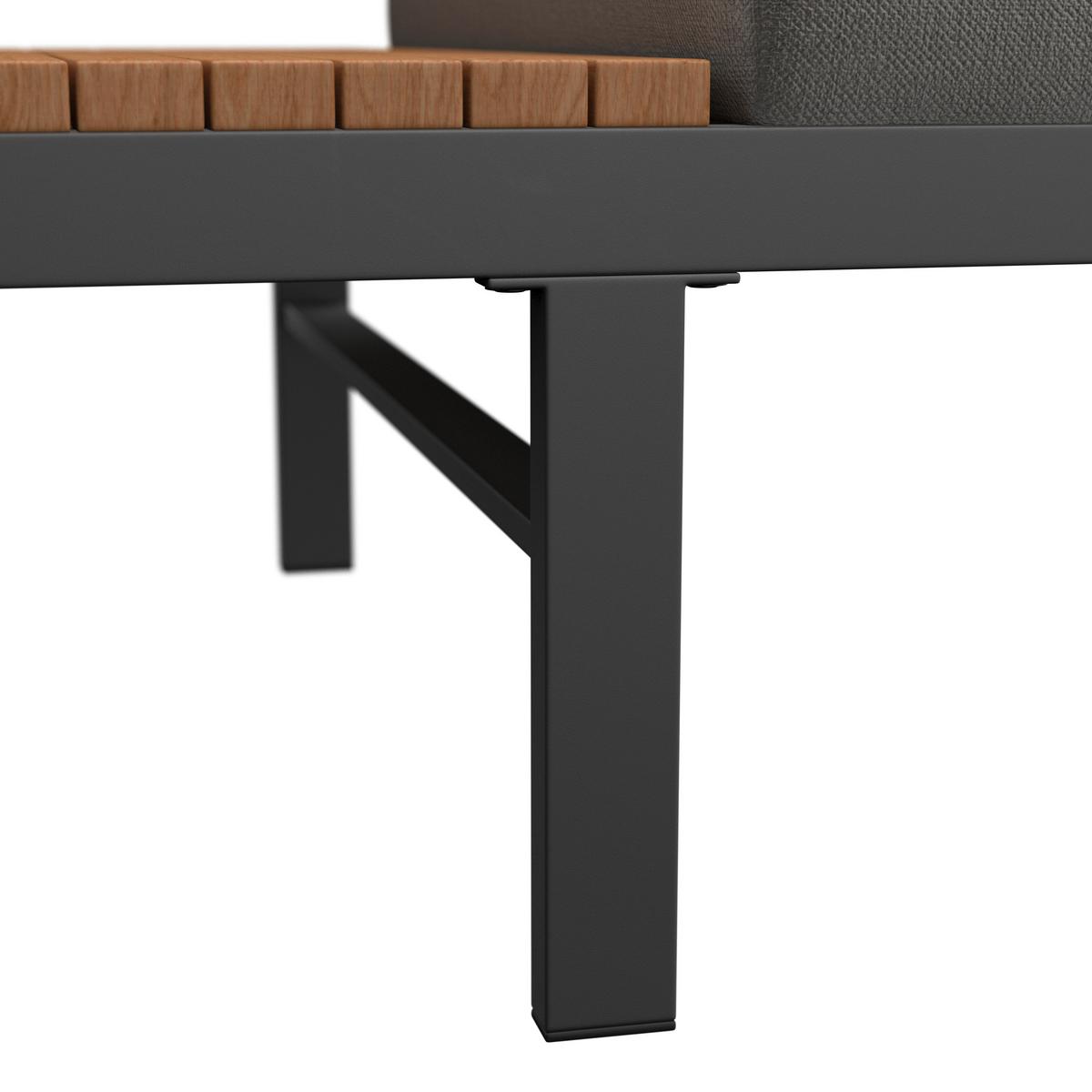 Lounge Garnitura Zürich, Akacija, Kovina, 4-Delno - siva/naravne barve, Moderno, kovina/steklo (261/261cm) - Beldano