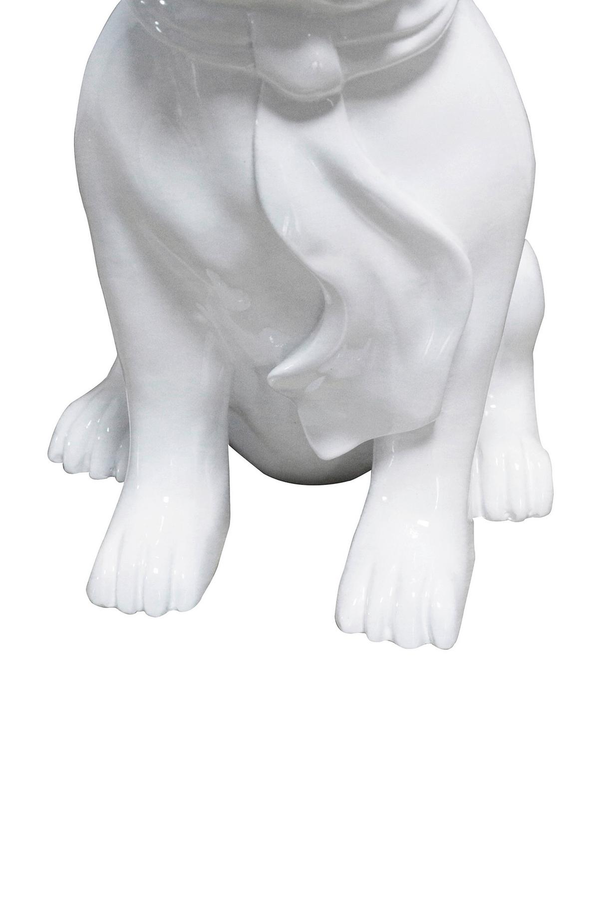 Skulptur Bulldog - Weiss, Trend, Naturmaterialien/Stein (27/37/19cm) - Kayoom