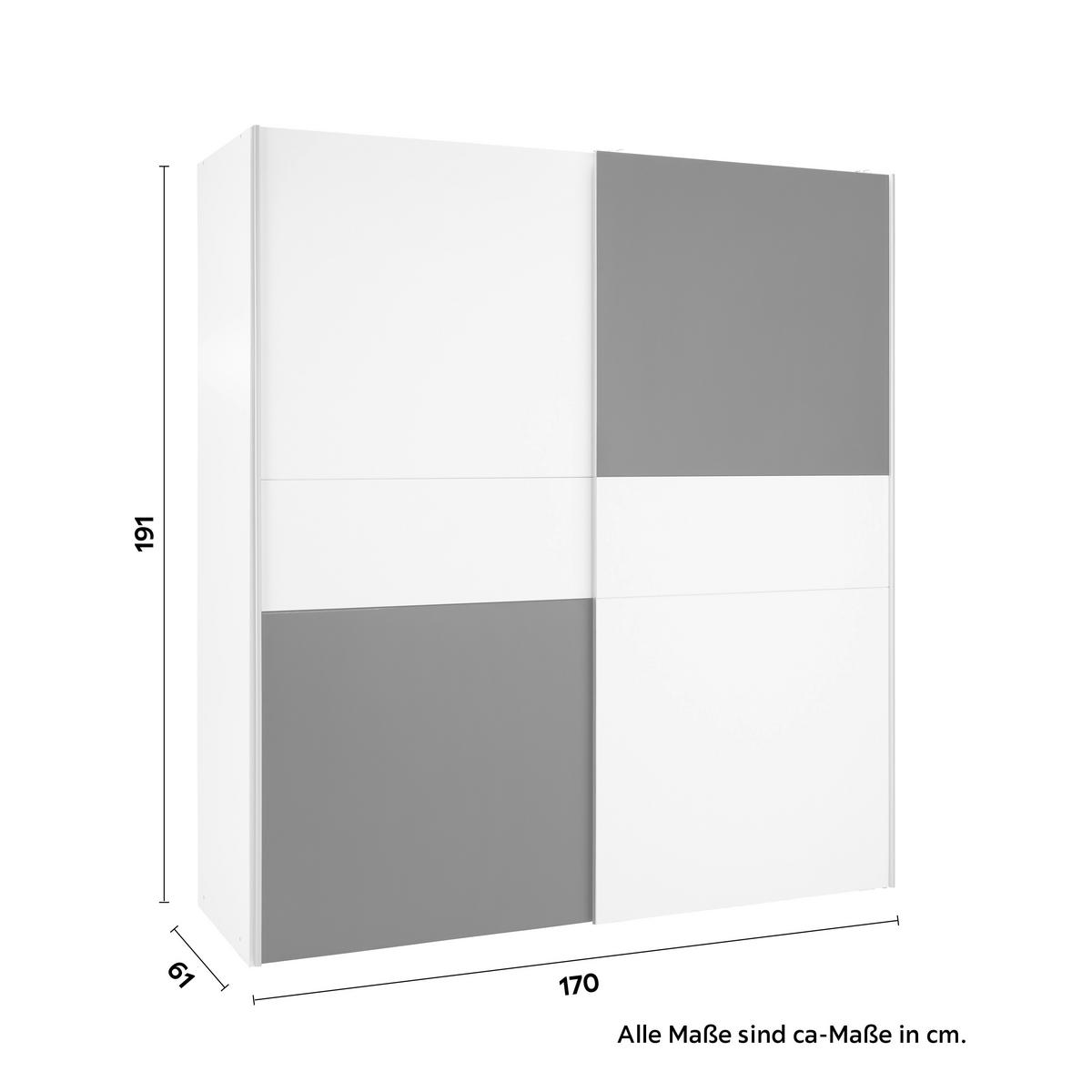 Schiebetürenschrank in Schwarz/Weiss - Weiss/Schwarz, Konventionell, Holzwerkstoff/Kunststoff (170/191/61cm) - Mömax