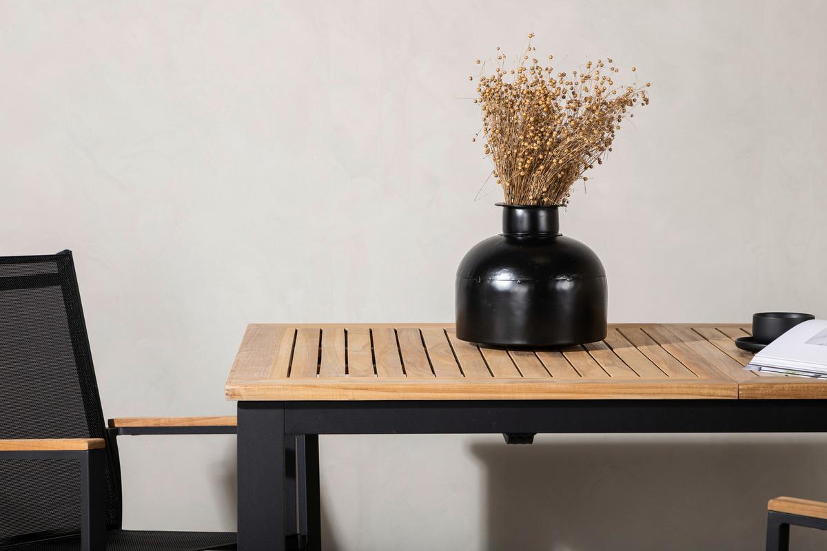 Gartentisch Panama ca. 210x90 cm Schwarz/Teakholz - Schwarz/Teakfarben, KONVENTIONELL, Holz/Metall (210/90/75cm) - Gardenson