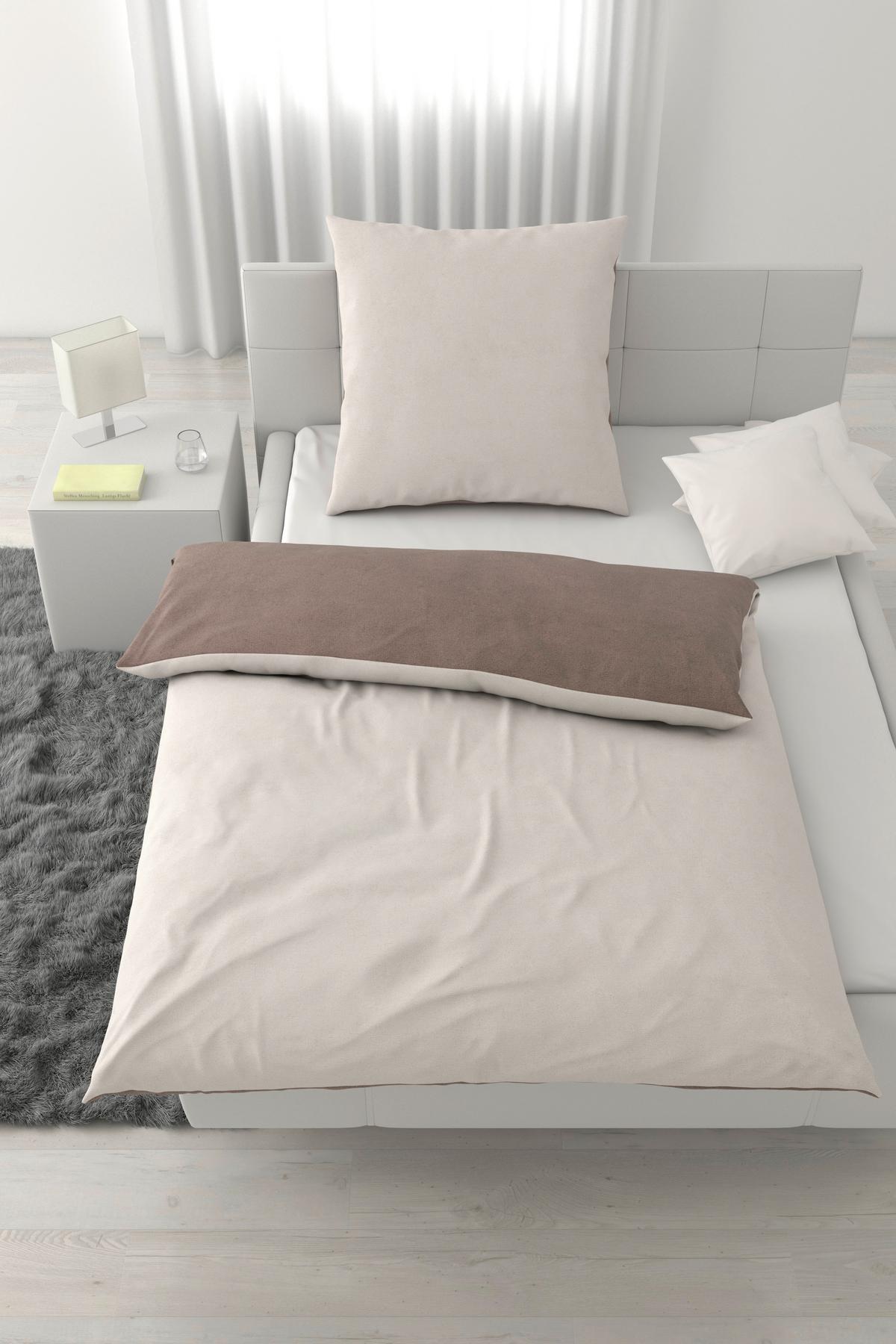 Wendebettwäsche Cashmere Wende Weiß/Hellbraun ca. 135x200cm - Hellbraun/Weiß, Textil (135/200cm) - Mömax