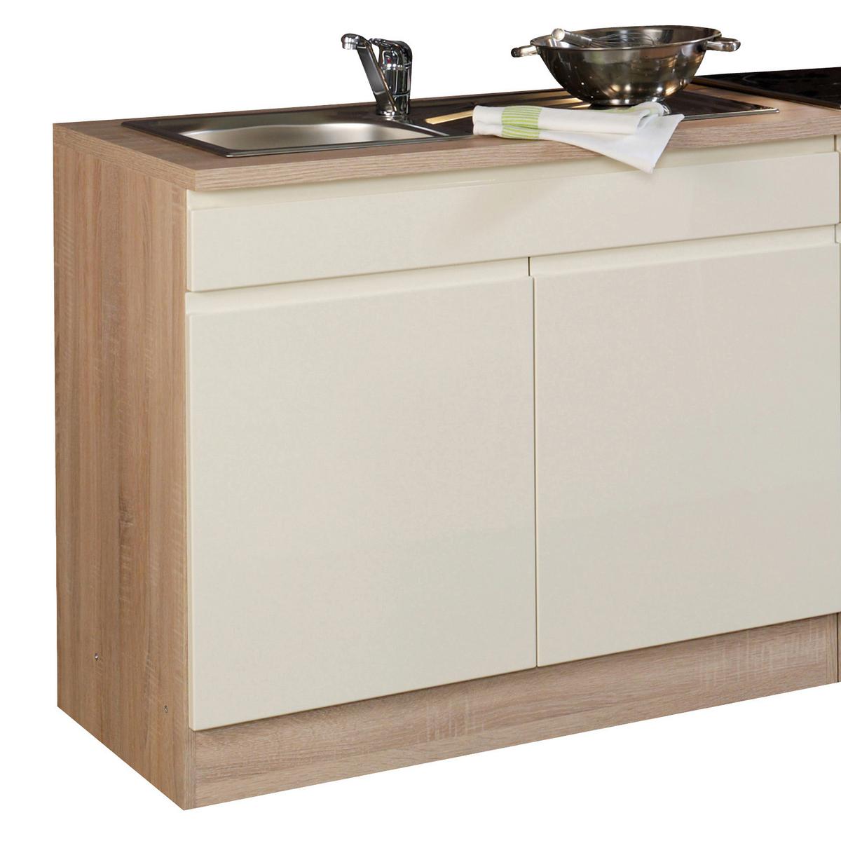 Küchenblock "Cardiff" Creme /Eiche inkl. E-Geräte - Eichefarben/Creme, Basics, Holzwerkstoff (270cm) - Held