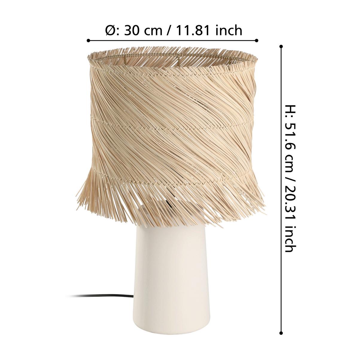 Tischleuchte 390239*paisano - Beige/Naturfarben, Natur, Naturmaterialien/Keramik (30/51,5cm) - Eglo