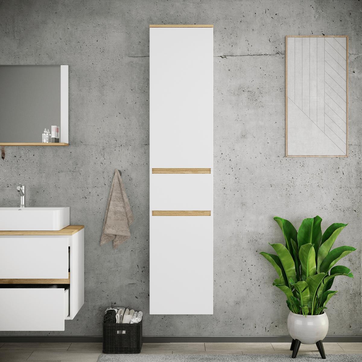 Hochschrank Cosila - Honigeiche/Weiss, Trend, Holzwerkstoff (40/180/35cm) - MID.YOU