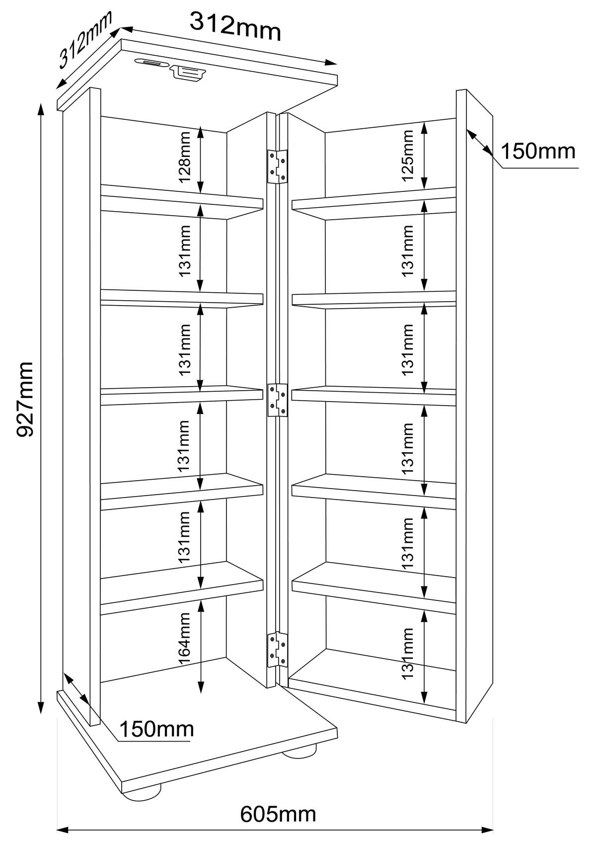 CD-Regal Engalo L Anthrazit - Anthrazit/Schwarz, Design, Holzwerkstoff/Kunststoff (31/93/31cm) - MID.YOU