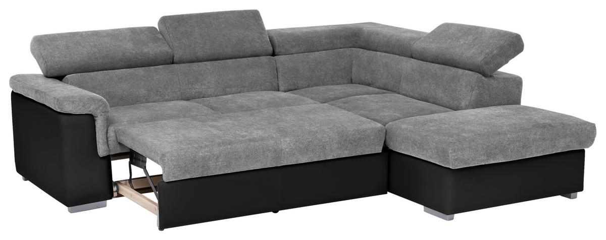 Wohnlandschaft Milla Grau/Schwarz ca. 252x217 cm - Schwarz/Grau, Basics, Holz/Textil (252/217cm) - MID.YOU