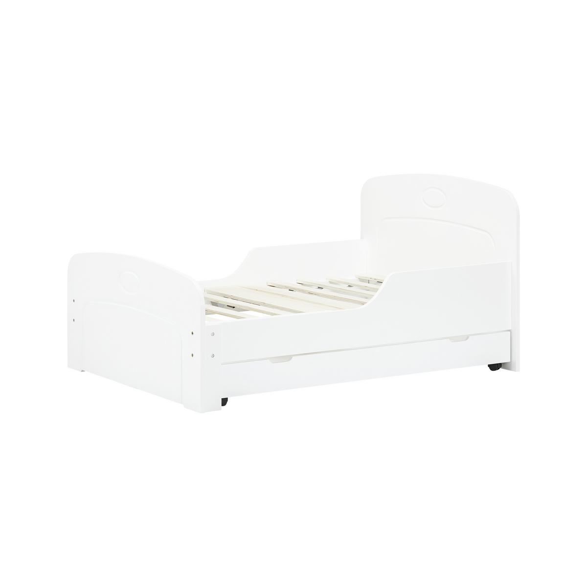 Kinderbett mit Stauraum, Holz, weiss, "Enna", teilmassiv - Weiss, Modern, Holz (90/140-190cm) - Bessagi Kids