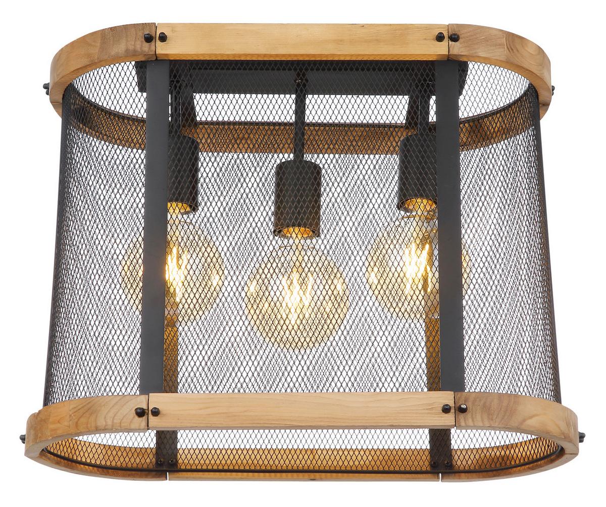 Deckenleuchte 15661D in Schwarz/Braun max. 40 Watt - Dunkelbraun/Schwarz, Natur, Holz/Metall (45/20/38cm) - Globo