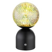 AKKU-TISCHLEUCHTE 21006SS - Klar/Schwarz, Konventionell, Glas/Metall (12/21cm) - Globo