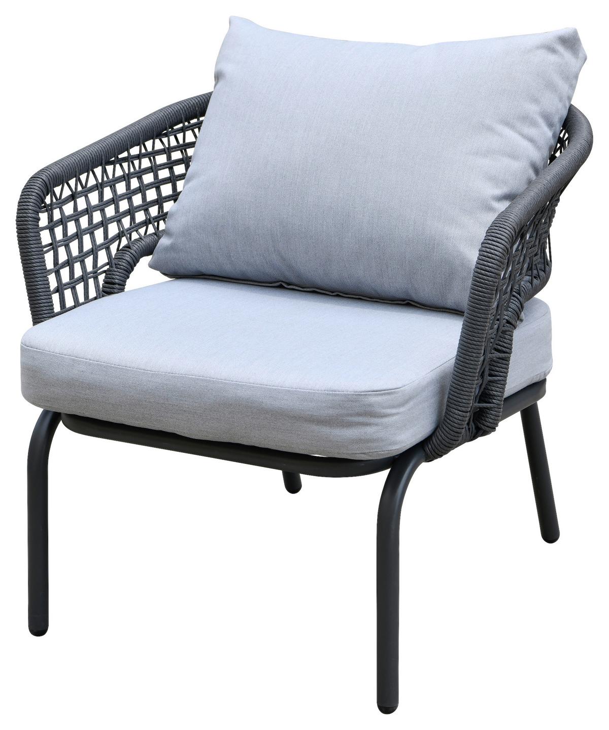 Loungegarnitur Lyon 5 in Anthrazit/Hellgrau - Anthrazit/Hellgrau, Modern, Glas/Kunststoff (144/72/68cm) - Mömax