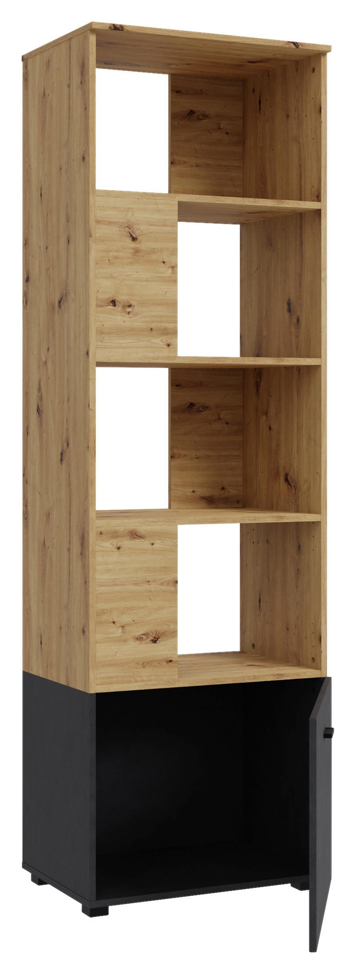 Regal in Eiche Artisan - Schwarz/Eiche Artisan, Modern, Holzwerkstoff/Kunststoff (60,4/195/41,3cm) - Mömax