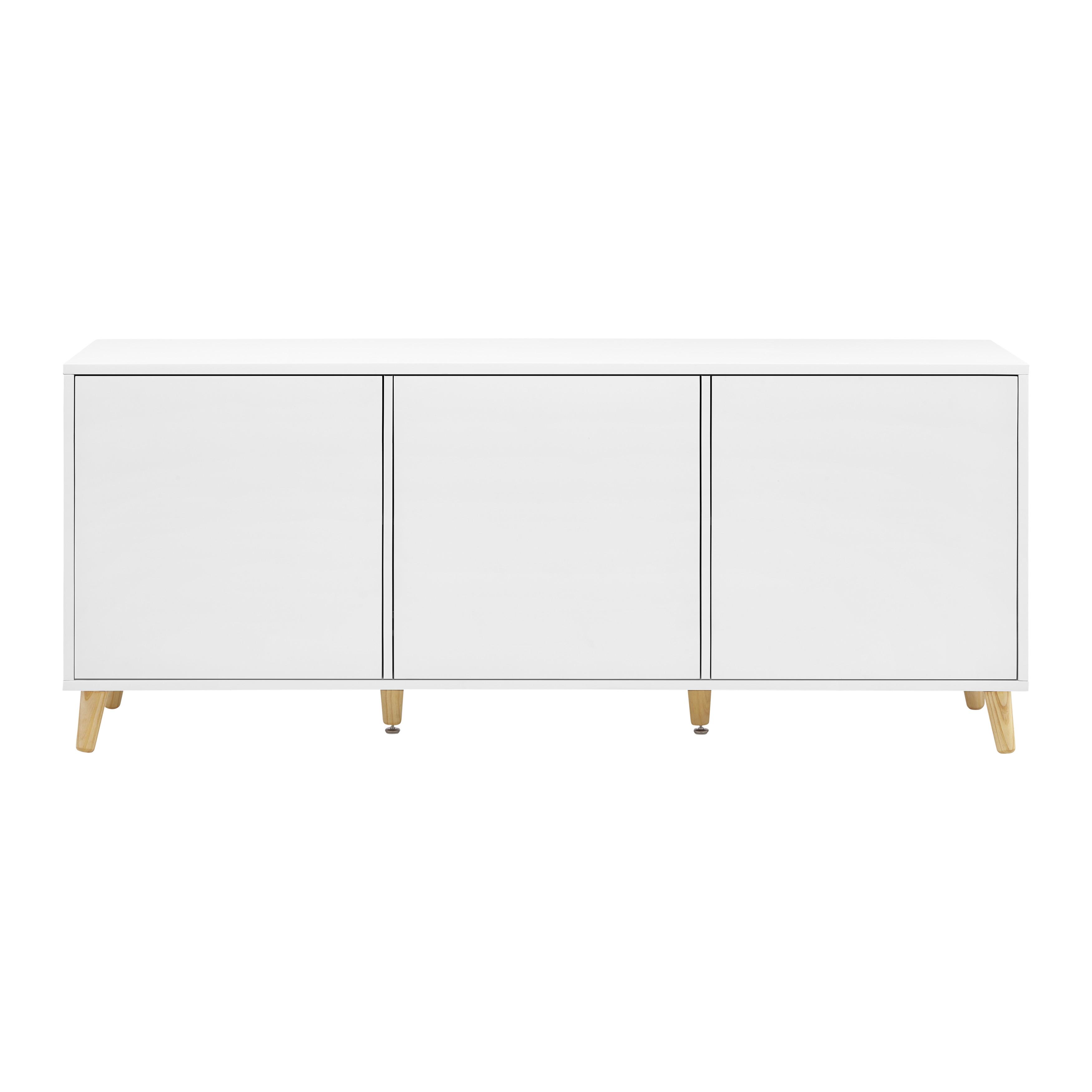 Sideboard "Jannik", weiß - Weiß/Kieferfarben, MODERN, Holz (170/70/40cm) - Bessagi Home