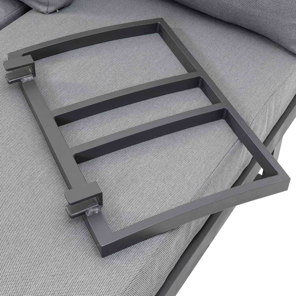 Loungegarnitur 3-tlg. Samara Holz/Metall/Textil mit Kissen - Anthrazit/Grau, Basics, Holz/Textil (253/70/175cm) - Gardenson