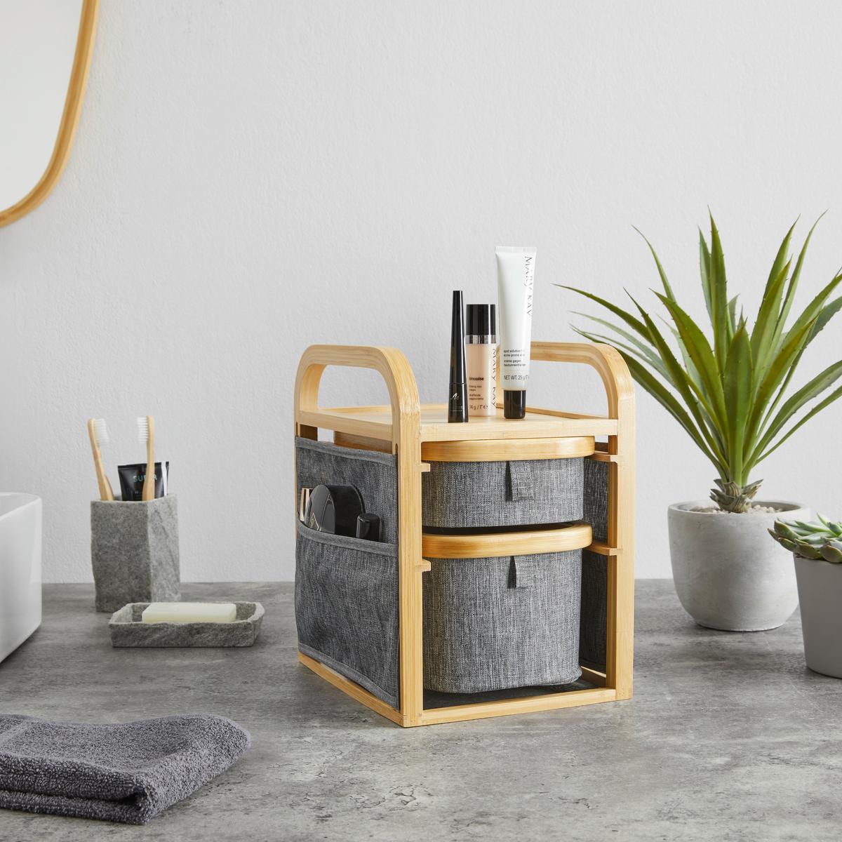 REGAŁ DO PRZECHOWYWANIA ALEYNA - ciemnoszary, Modern, drewno/tkanina (24/18,8/25,5cm) - Bessagi Home