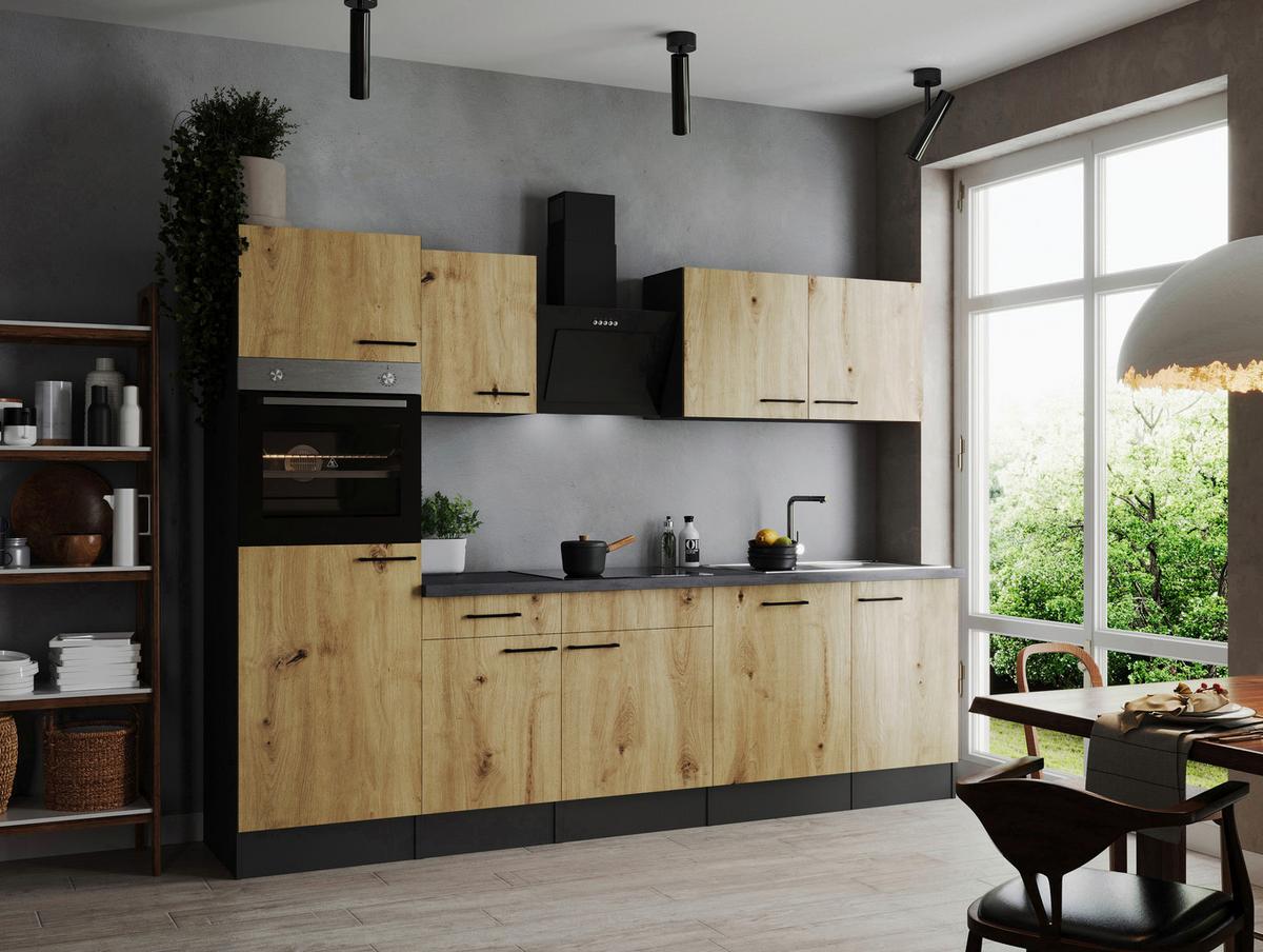 Kuhinjski Blok Z Aparati Oliver, 280cm - črna/siva, Design, kovina/leseni material (280cm) - Respekta