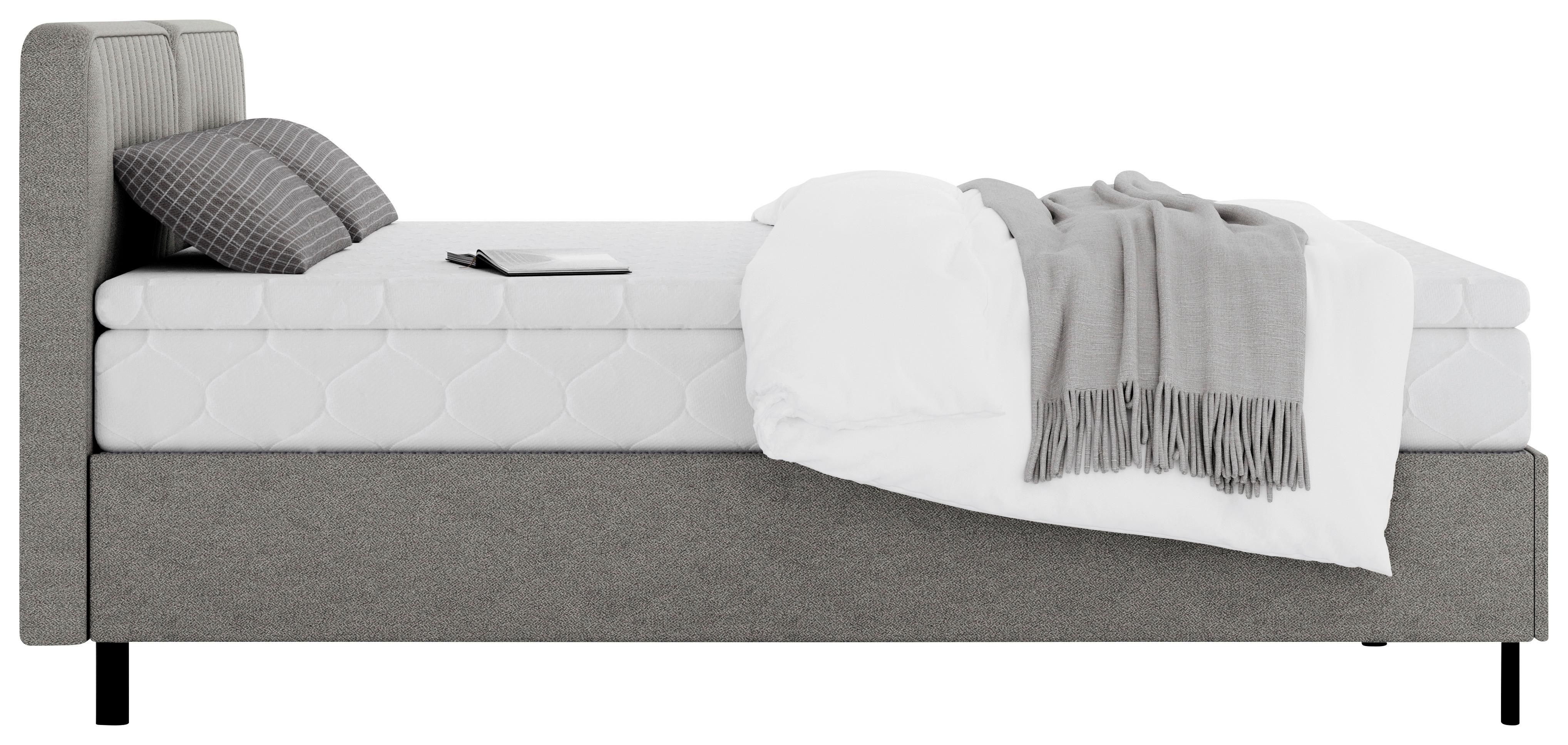 Boxbett Livetto Dunkelgrau ca. 160x200cm - Dunkelgrau/Schwarz, KONVENTIONELL, Holz/Holzwerkstoff (160/200cm) - Mömax