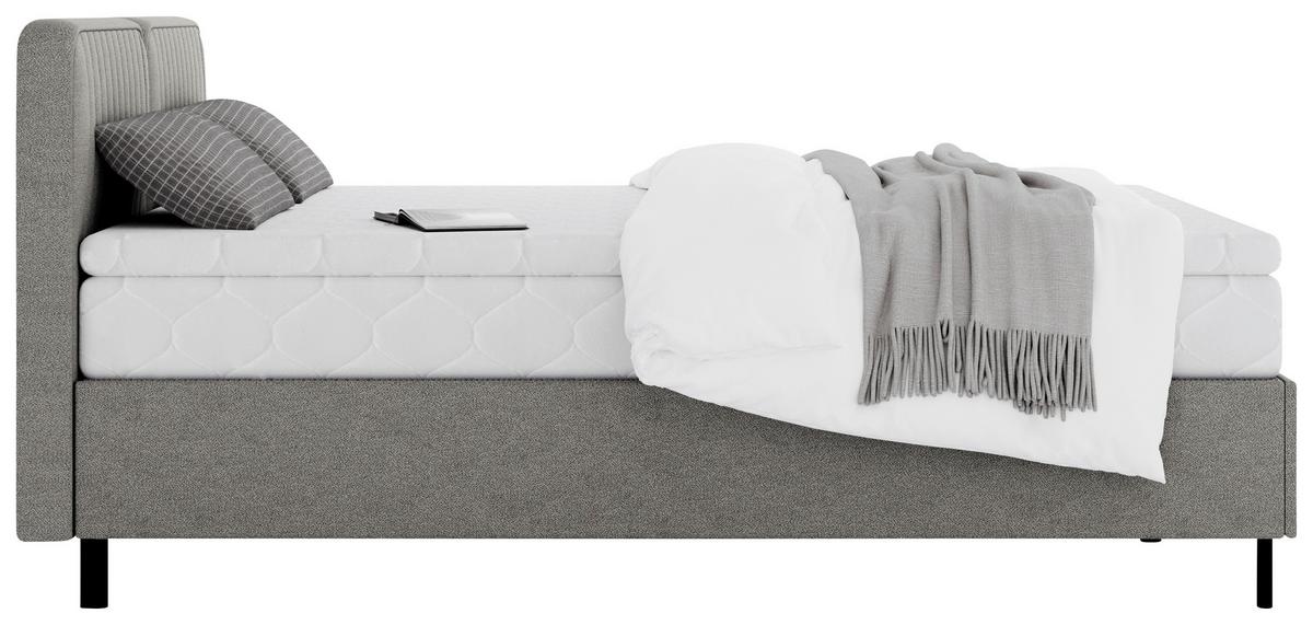 Boxbett Livetto Dunkelgrau ca. 160x200cm - Dunkelgrau/Schwarz, KONVENTIONELL, Holz/Holzwerkstoff (160/200cm) - Mömax