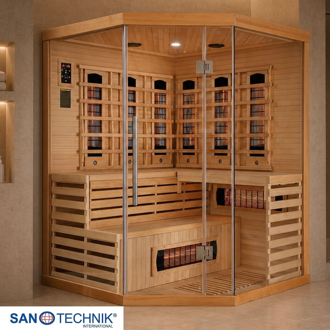INFRAROTKABINE DELUXE B: 150 CM 3-4 PERSONEN - Braun, MODERN, Holz (150/200/150cm) - Sanotechnik