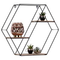 Wandregal in Naturfarben/Schwarz - Schwarz/Naturfarben, MODERN, Holzwerkstoff/Metall (58/51/15cm) - Mömax