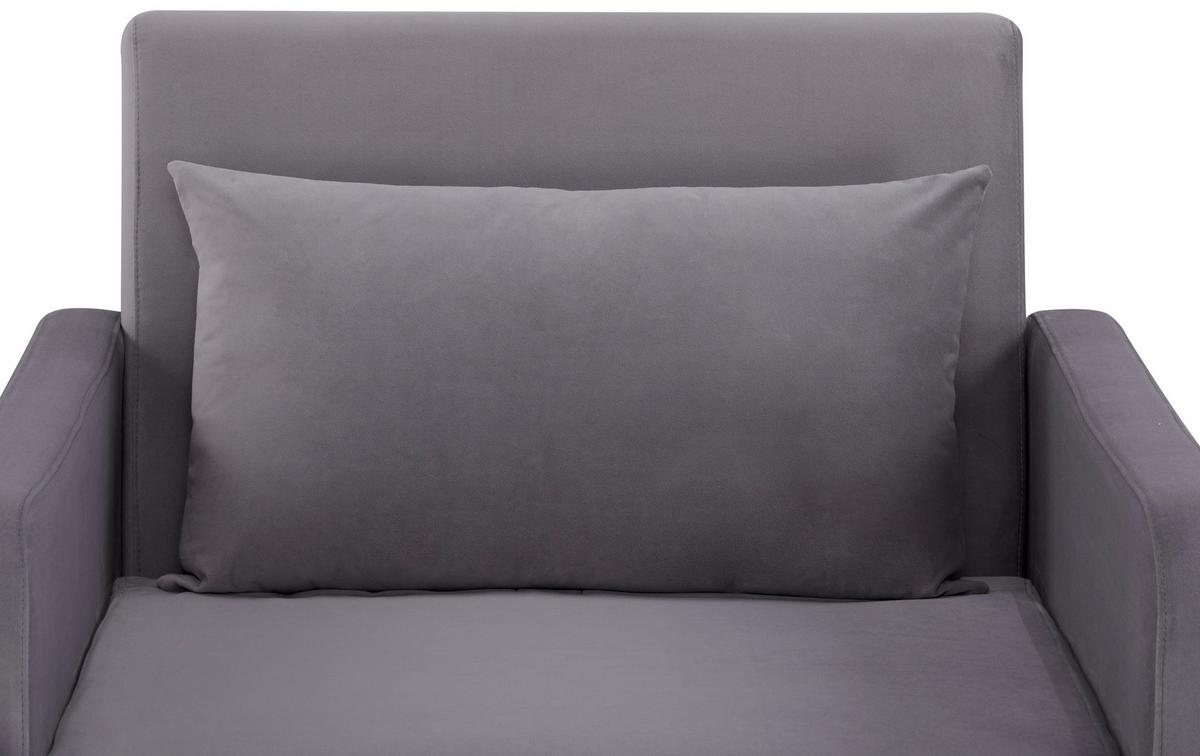 Naslanjač York, Siva, Žamet, Ležišče - siva/črna, Design, umetna masa/tekstil (93/83/85cm) - Modern Living