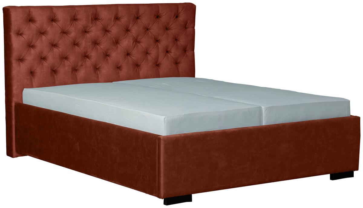 Oblazinjena Postelja Miami Storage, 180x200, Opečnata - opečnato rjava/črna, Design, tekstil/les (180/200cm) - Modern Living