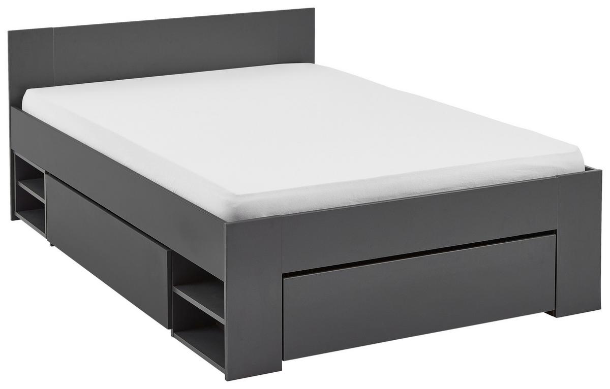 Bett Azurro 2-90 Anthrazit - Anthrazit, MODERN, Holzwerkstoff (120/200cm) - Mömax